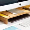 WOODEN BAMBOO MONITOR STAND & DESK ORGANIZER