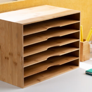 WOODEN BAMBOO SLOT DOCUMENT HOLDER