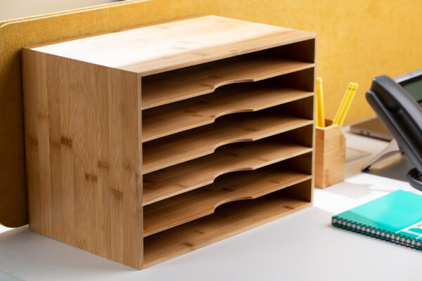 WOODEN BAMBOO SLOT DOCUMENT HOLDER