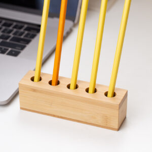 BAMBOO 5 SLOTS PEN HOLDER