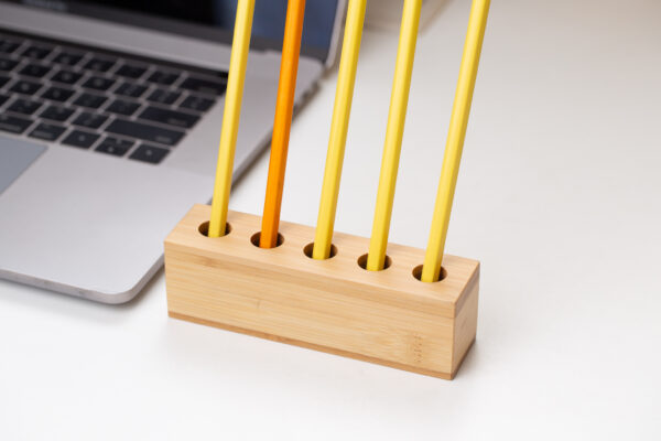 BAMBOO 5 SLOTS PEN HOLDER